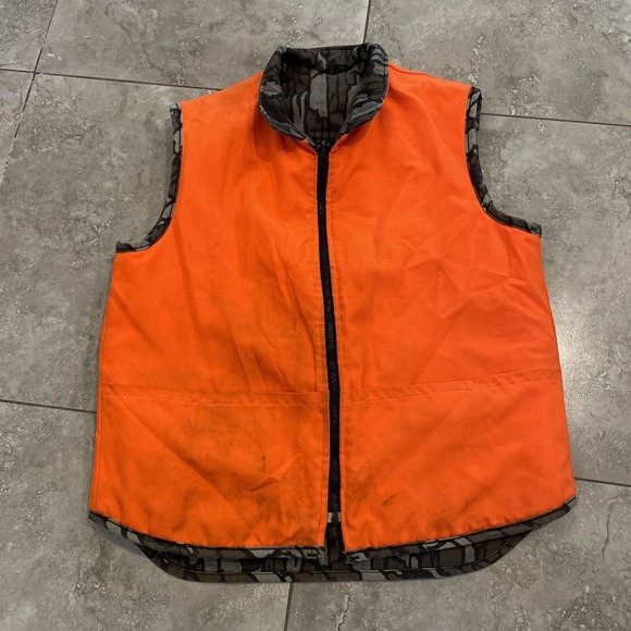 SAF T BAK Trebark Reversible Duck Camo/Hunter Orange Insulated Vest LG Made USA - Picture 7 of 11